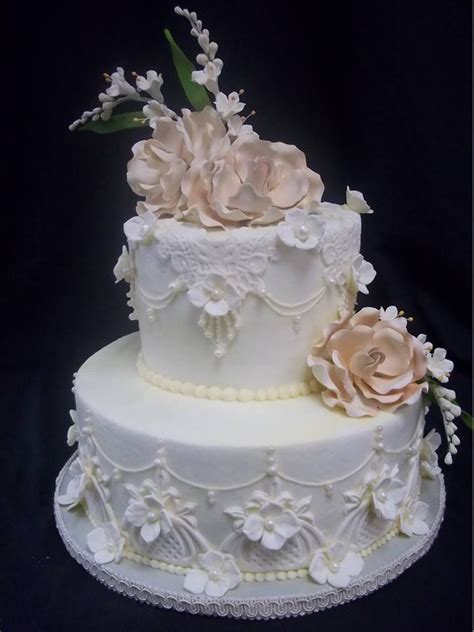 Traditional Vintage Wedding Cake Created By Cakes By Mom And Me Llc