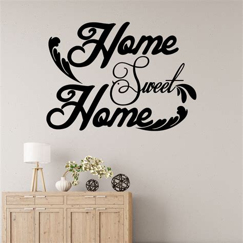 Sticker Home Sweet Home Avec Feuilles Stickers Stickers Citations