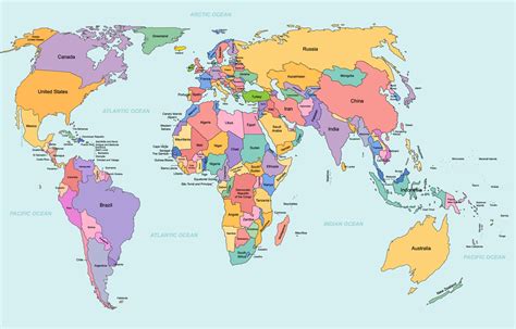 vistoso mundo mapa con país nombres Vector en Vecteezy