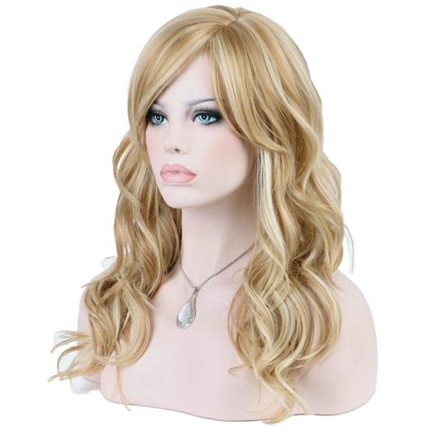 Keewig Synthetic Blonde Wig Long Wavy Light Golden Blonde With Pale Blonde Highlights Kate