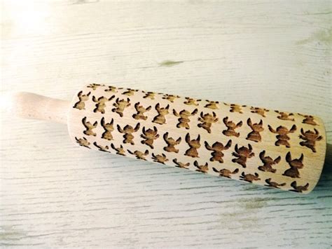 Stitch Embossing Rolling Pin Laser Engraved Rolling Pin With Etsy
