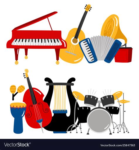 Cartoon Music Instruments Royalty Free Vector Image