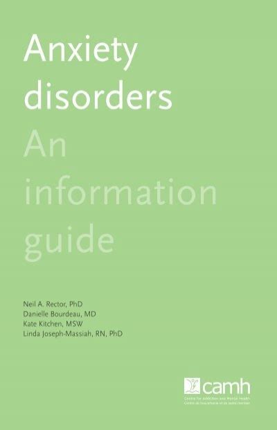 Anxiety Disorders An Information Guide Camh Knowledge