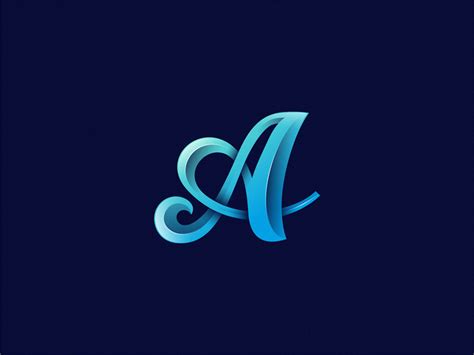 Letter A Lettering Initials Logo Fancy Writing