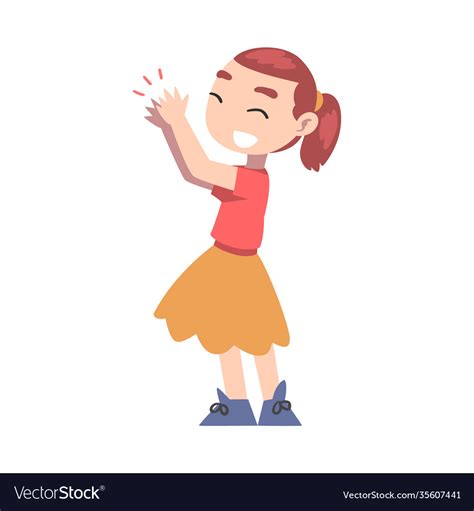 Smiling Little Girl Clapping Her Hands Adorable Vector Image