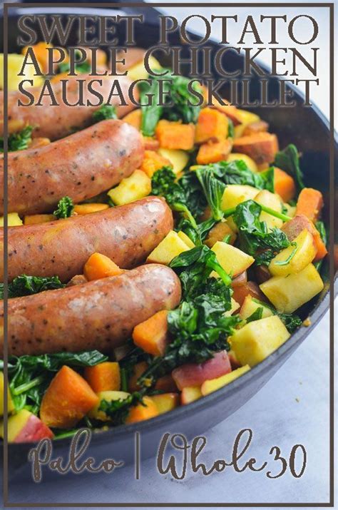 Chicken sausage with potatoes & sauerkraut. An incredibly healthy, tasty and easy sweet potato chicken sausa… | Chicken sausage recipes ...