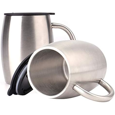 Stainless Steel Coffee Mugs With Lids Double Walled Insulated Travel