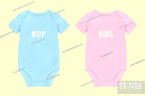 Vector Realistic Blue And Pink Blank Baby Bodysuit Template Mock Up