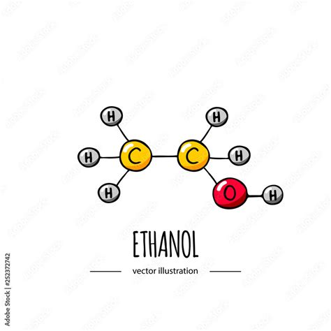 Hand Drawn Doodle Ethanol Chemical Formula Icon Vector Illustration