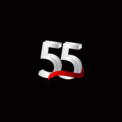 55 Years Anniversary Celebration Number Black And White Vector Template