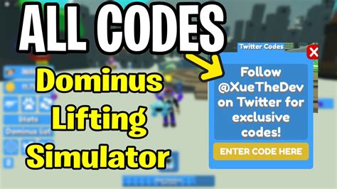 ALL CODES Dominus Lifting Simulator ROBLOX YouTube
