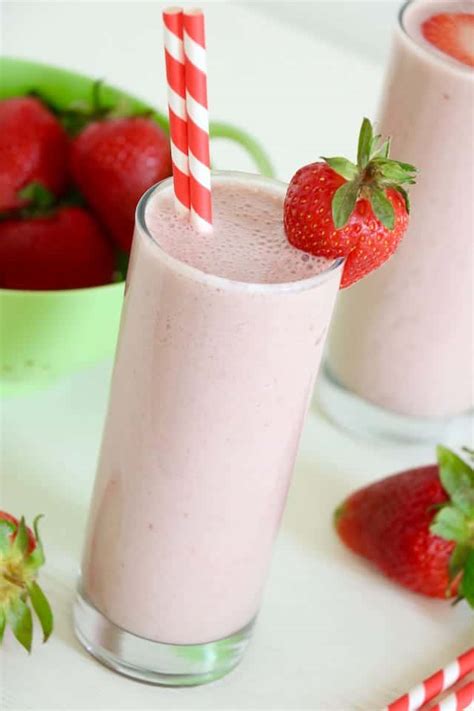 Healthy Strawberry Milkshake Eating By Elaine