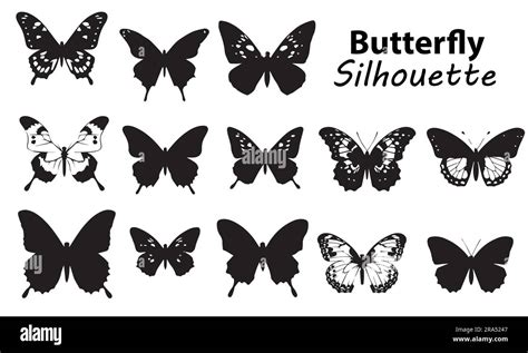 A Set Of Silhouette Butterfly Vector Illustration Stock Vector Image