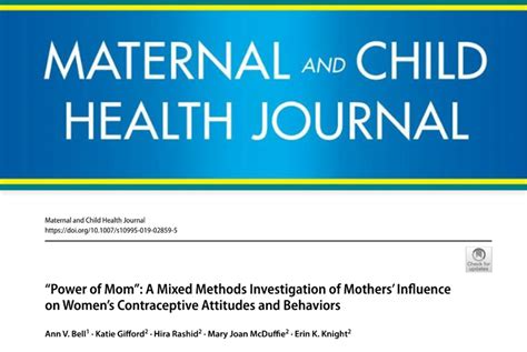 Power Of Mom In The Maternal And Child Health Journal