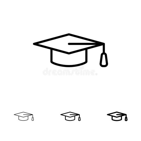 Academic Education Graduation Hat Bold And Thin Black Line Icon Set