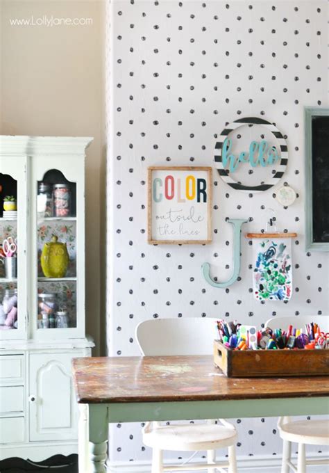 Let's be honest, a gorgeous and organized craft room is just fun! Peel and Stick Wallpaper Craft Room Makeover - Lolly Jane ...