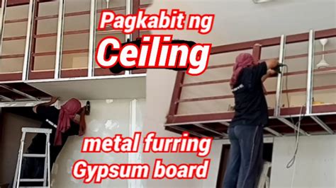 A gyp board ceiling suspended on a metal grid forms a strong ceiling design. Gypsum board Ceiling installation. - YouTube