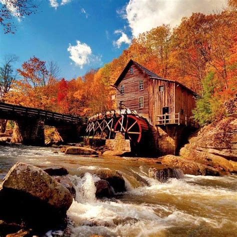 Old Grist Mill In The Fall Old Grist And Water Mills Pinterest
