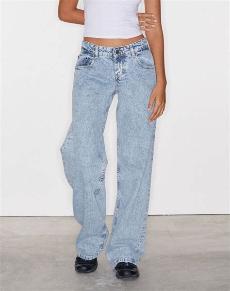 Low Rise Parallel Jeans In 80s Light Blue Wash Low Waisted Jeans