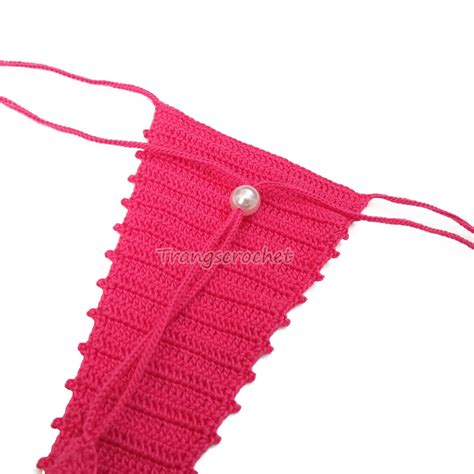 Handmade Crochet Micro Thong Bikini Bottoms For Women Hot Pink Micro