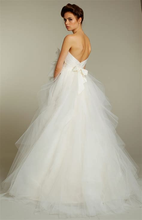 Romantic Tulle Strapless Ball Gown Wedding Dress From Fall Blush Bridal Collection With Bow Det