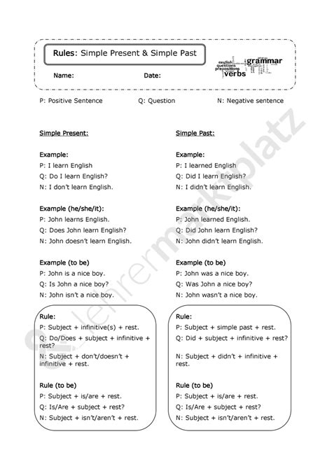 Ein grammatik merkblatt + 17 arbeitsblätter + 8 lösungsblätter. Englisch 5 Klasse Simple Present Arbeitsblätter - Worksheets