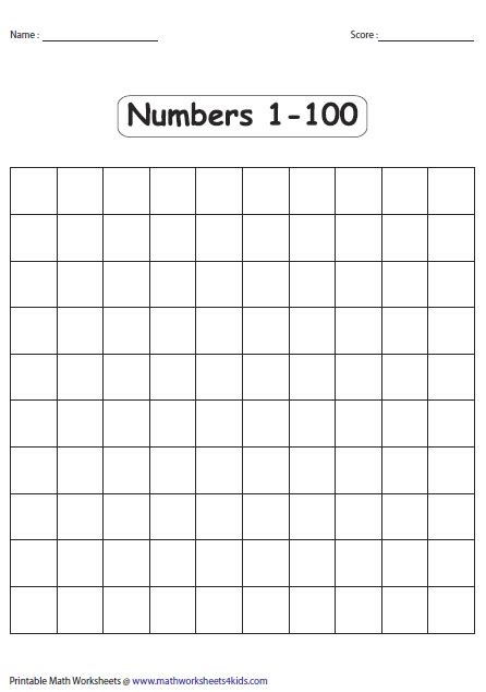 Blank Number Chart 1 1000 Malaydaraa