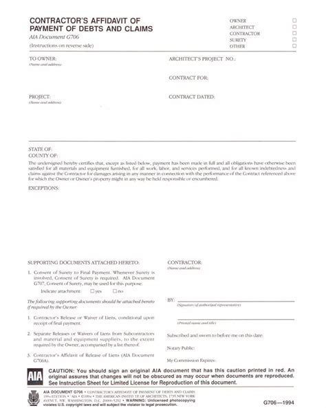 Blank Contractor Affidavit Fill Out And Print Pdfs