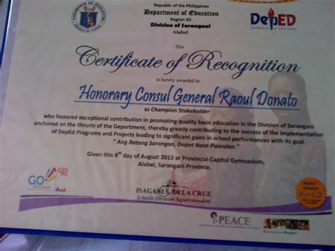 Certificate Of Recognition Deped The Deped Teachers Club Deped Orders