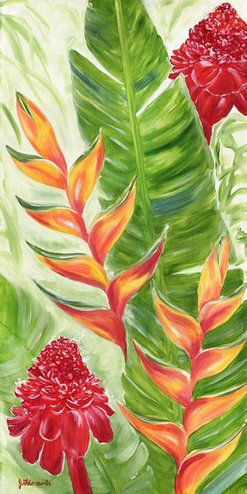 Hawaiian Painting Tropical Painting Orange Painting Tropical Artwork