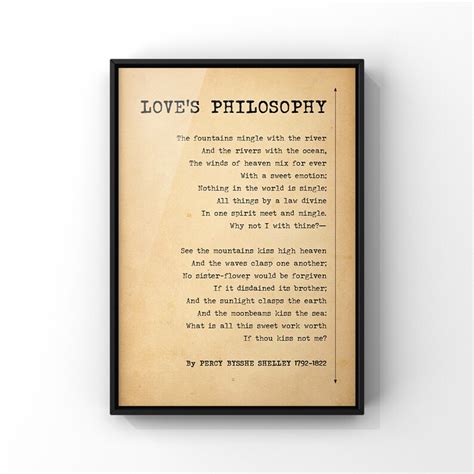 Loves Philosophy Poem By Percy Shelley Poster Print Etsy