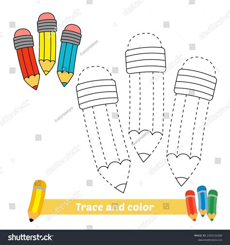 Trace Color Kids Pencils Vector Stock Vector Royalty Free 2101132282