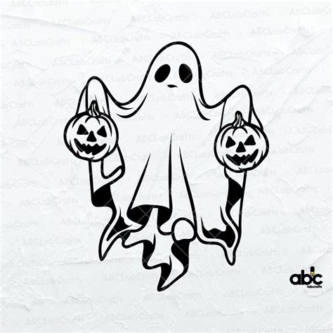 Ghost Svg File Halloween Svg Ghost With Pumpkin Svg Cute Ghost Svg