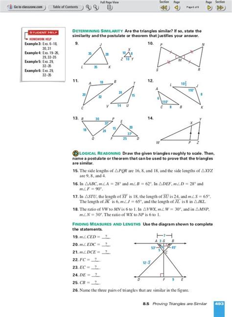 Here's what it says about similar triangles: Worksheet Unit 6 Homework 3 Proving Triangles Similar Answers | schematic and wiring diagram