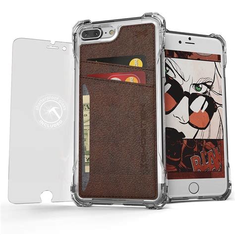 Iphone 8plus Wallet Case Ghostek Exec Brown Series Slim Armor Hybr