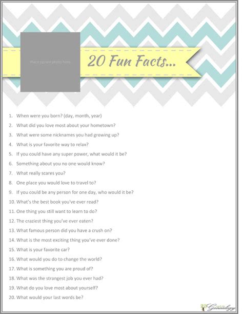 Like all journeys that are properly planned and completely enjoyed, you • take ten, fifteen or thirty minutes every day to listen to the cds as your eyes follow the written words in your book. Free Family History 20 Fun Questions to ask today! {Type ...