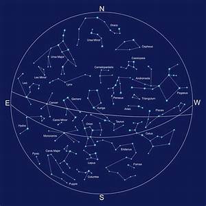 Sky Map And Constellations With Titles Vector Wall Mural Pixers