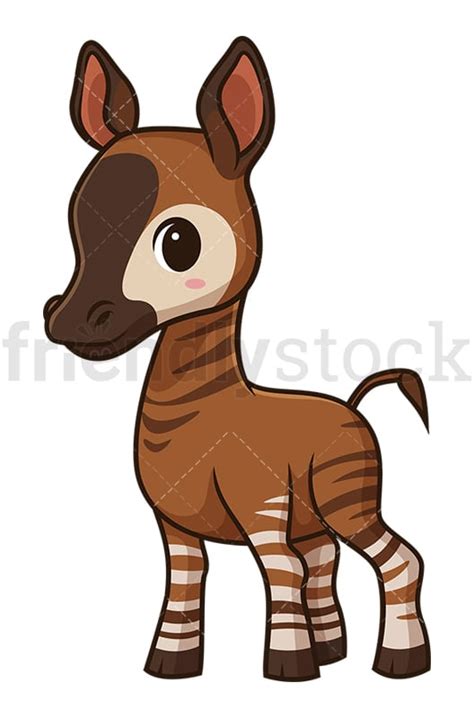 Chibi Kawaii Okapi Cartoon Clipart Vector FriendlyStock