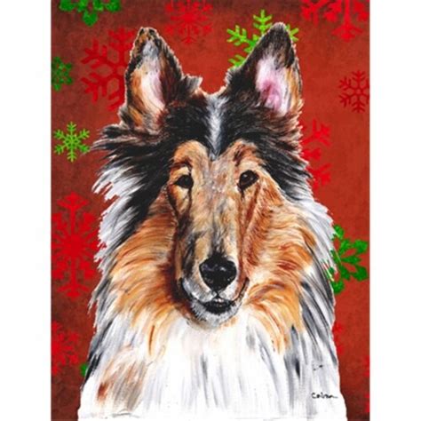 Collie Red Snowflakes Holiday Flag Garden Size 1 Foods Co