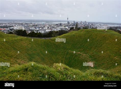 Maungawhau Mount Eden Volcanic Cone And The City In The Distance
