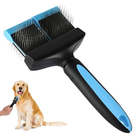 Petacc Dog Grooming Brush Double Sided Flexible Pet Pin Brush Double