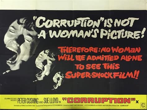 Corruption 1968 Film Poster Starring Peter Cushing And Sue Lloyd