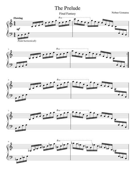 Final Fantasy Prelude Nobuo Uematsu Sheet Music For Piano Solo