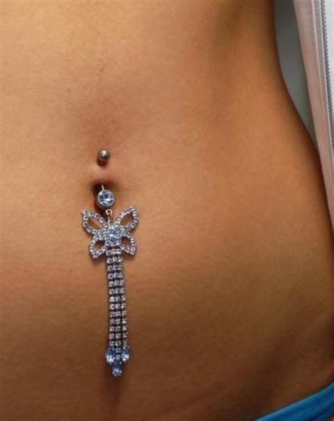 Navel Piercing With Butterfly Navel Ring Unique Belly Rings Belly Rings Belly Jewelry