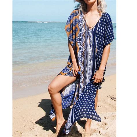 Cotton Long Beach Cover Up Dress Plus Size Pareo Beach Kaftan Robe De Plage Beach Tunics V Neck