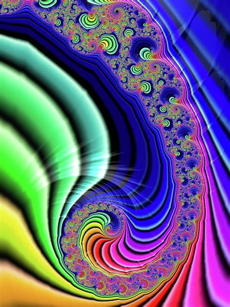 Fractal Spiral With Colorful Rainbow Stripes Digital Art By Matthias