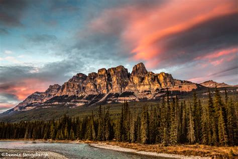 Bow River Castle Mountain Canada Wallpapers Driverlayer Search Engine