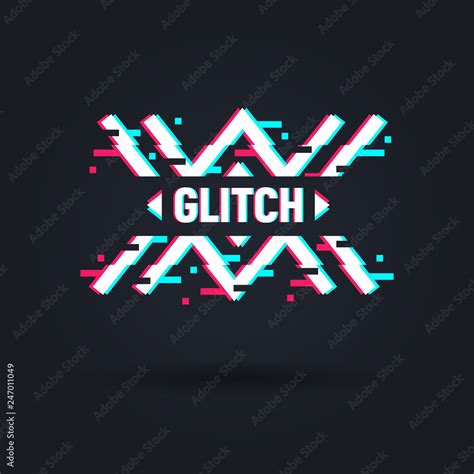 Vector Glitch Logo Frame In Distorted Glitch Style Modern Trendy