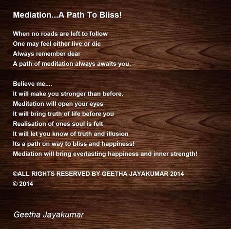 Mediationa Path To Bliss By Geetha Jayakumar Mediationa Path