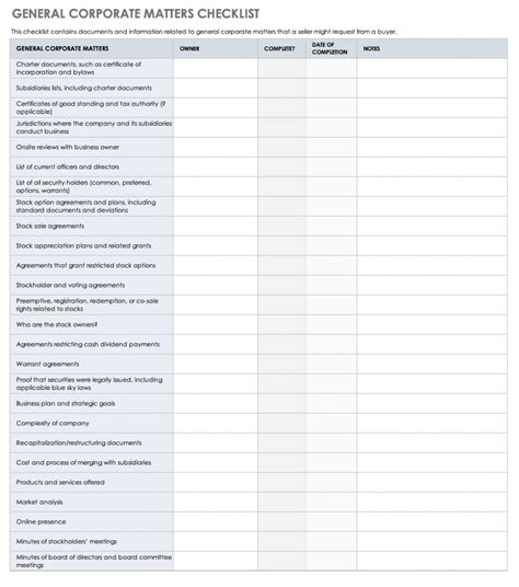 Hr Due Diligence Checklist Template